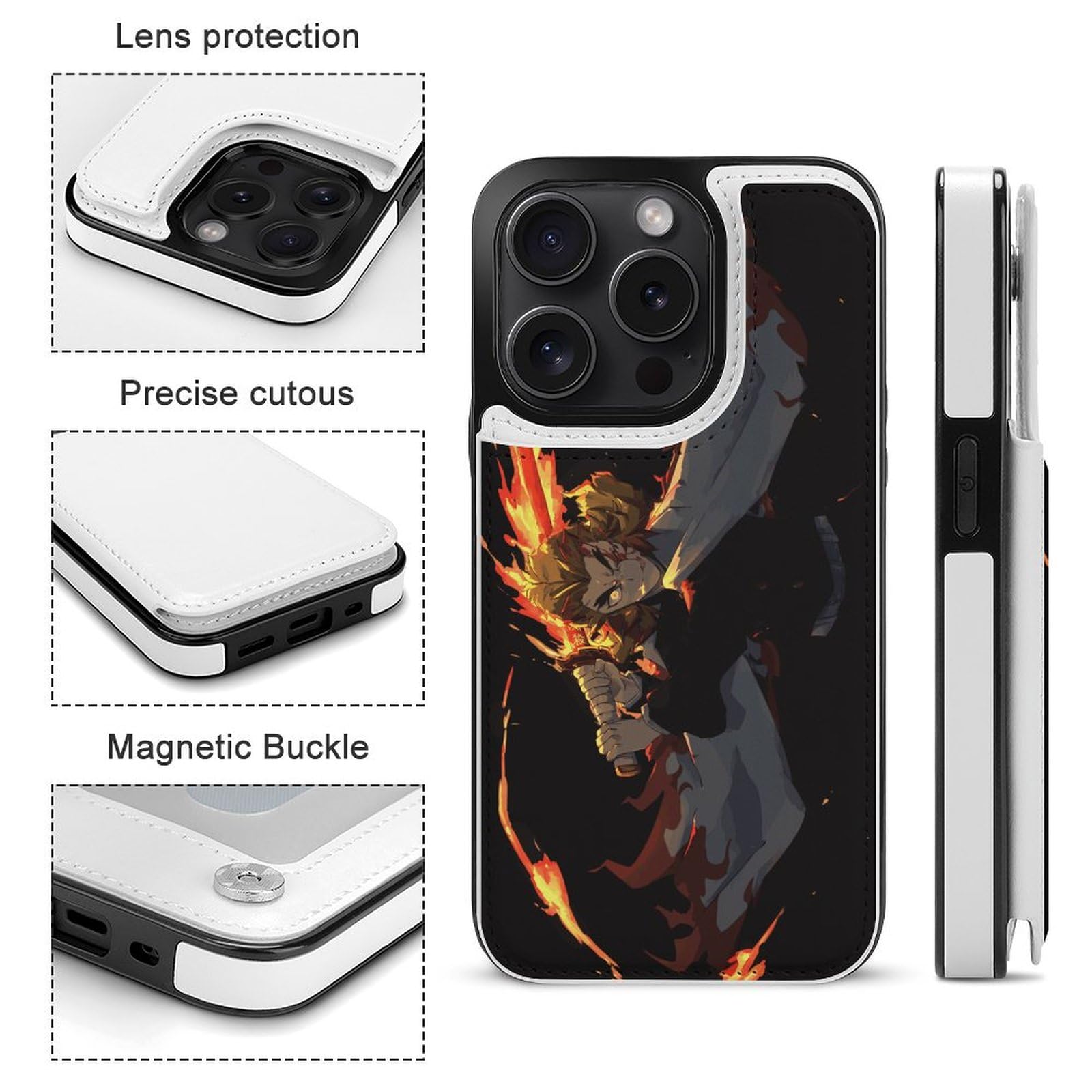 Amazon.co.jp: iPhone15 Pro ケース 手帳型 鬼滅の刃 炎柱 煉獄杏寿郎